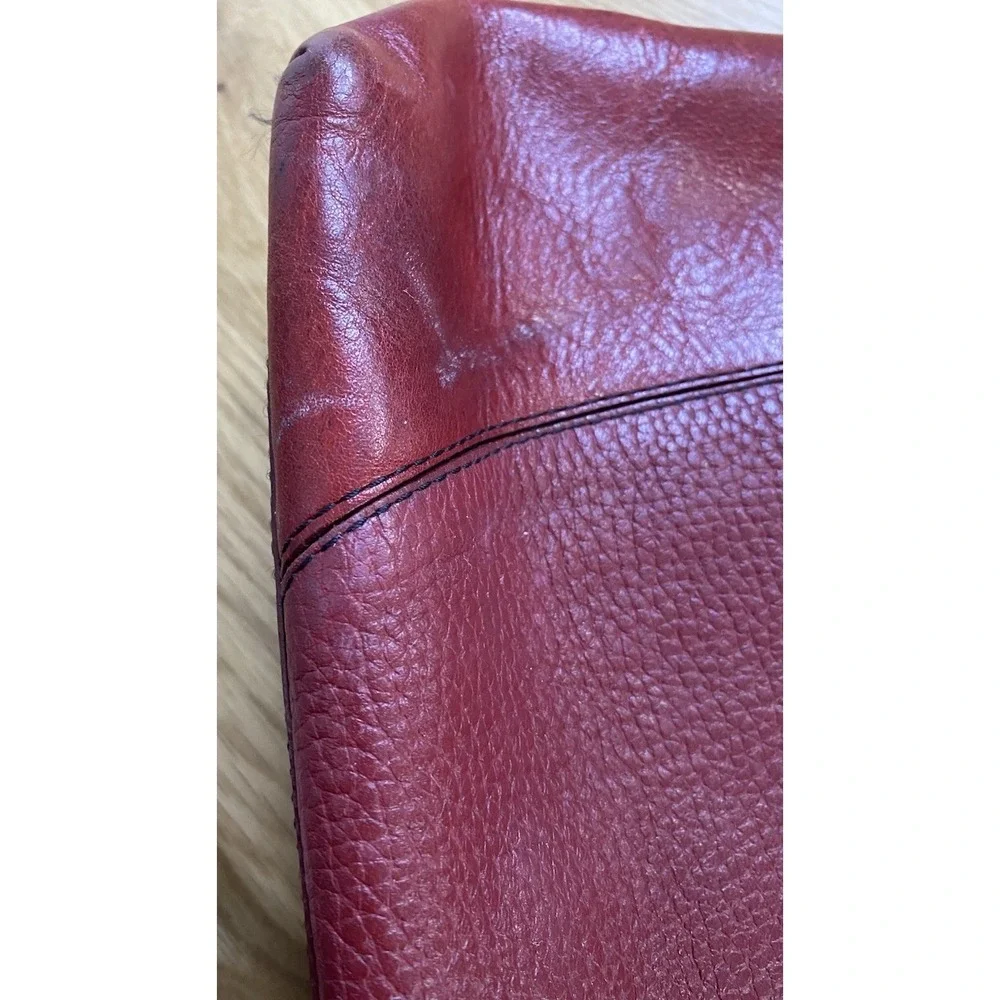 Vintage Brighton Charlotte Red Leather Shoulder Bag Braided‎ Strap Silver